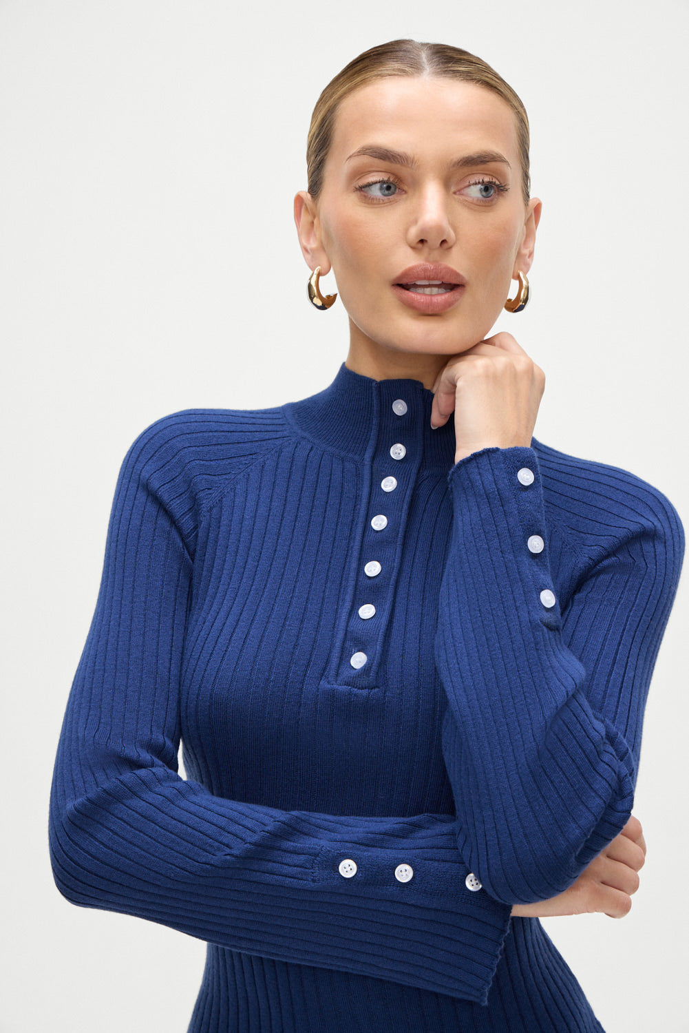 Isla Long Sleeve Mini Dress - Midnight Blue Frankies Bikinis Online Shop