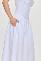 Horizon Strapless Collared Midi Dress - White Frankies Bikinis Outlet