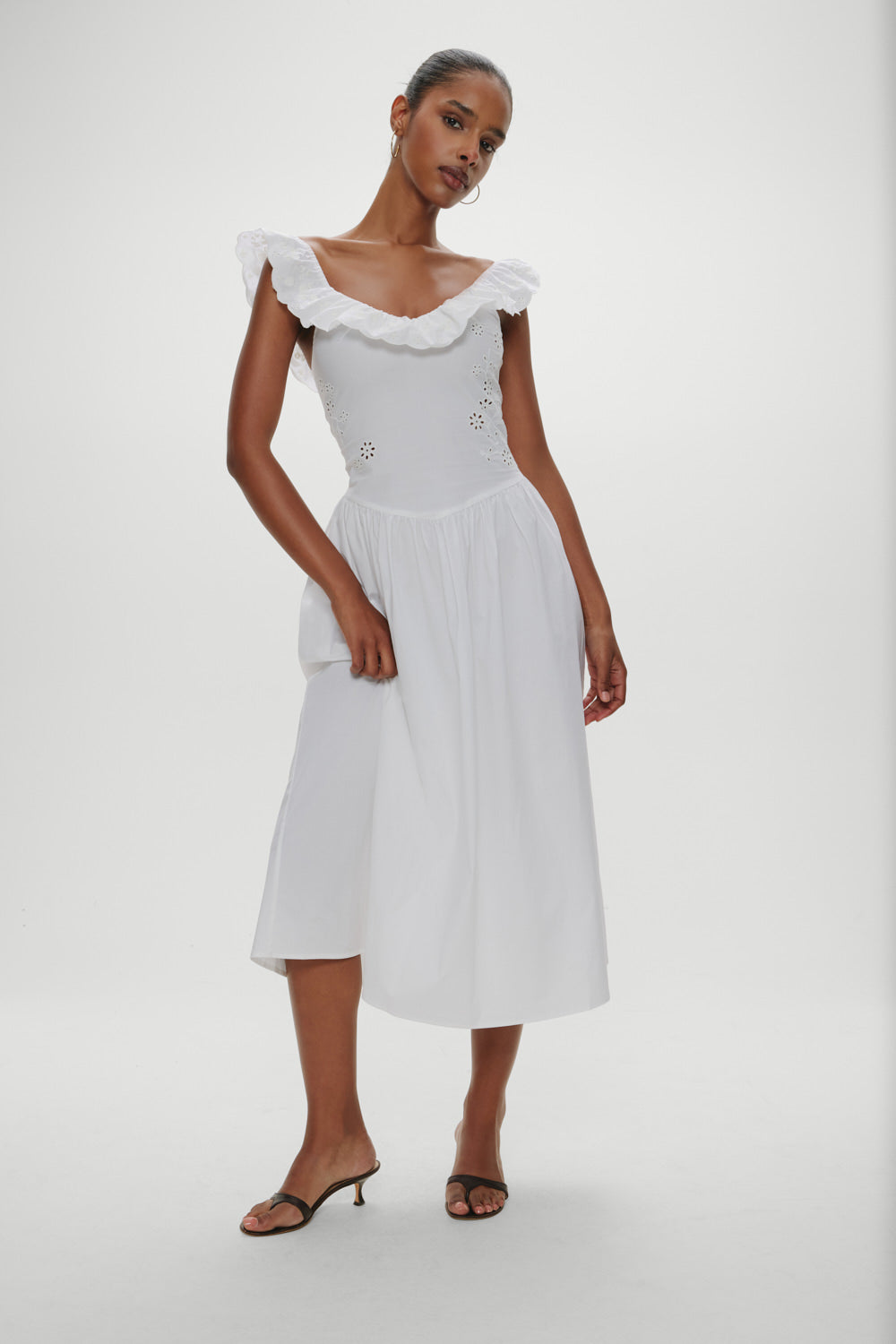 Georgia Cotton Embroidered Midi Dress - Angel's Meadow Frankies Bikinis For Sale