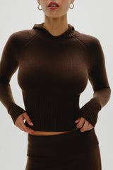 Hazel Knit Hoodie - Chocolate Brown Frankies Bikinis Online