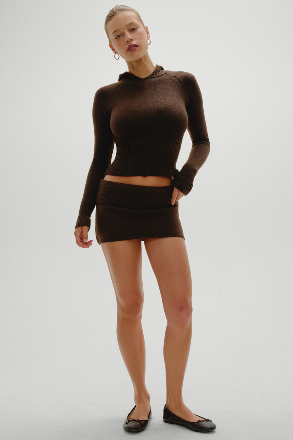 Hazel Knit Hoodie - Chocolate Brown Frankies Bikinis Online