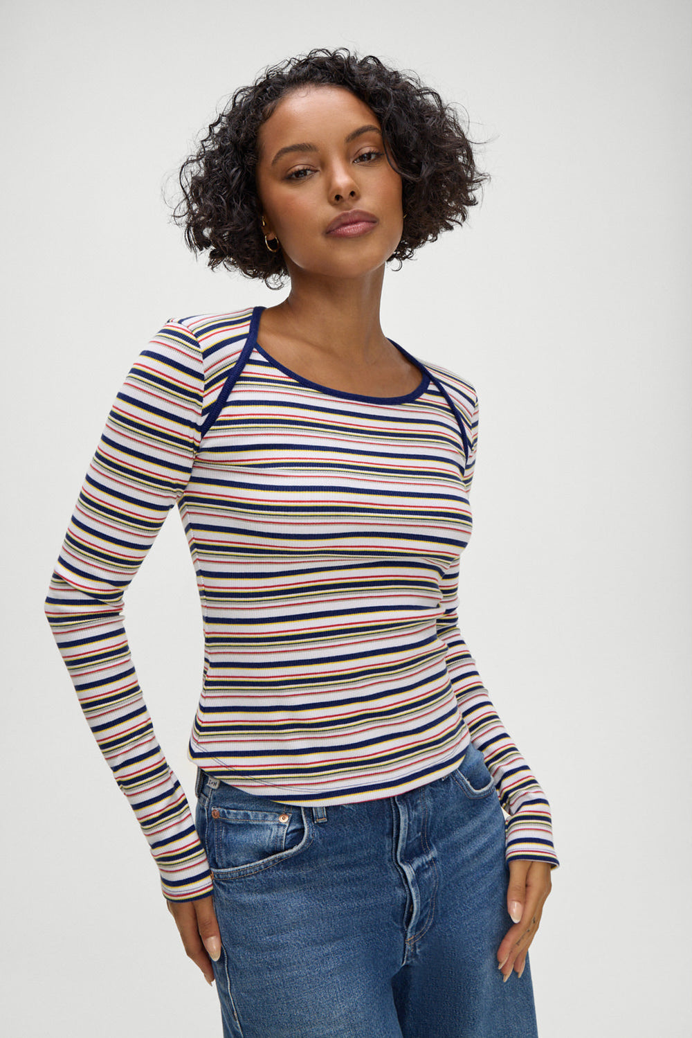 Blair Striped Long Sleeve Shirt - Love Stripe Frankies Bikinis Sale