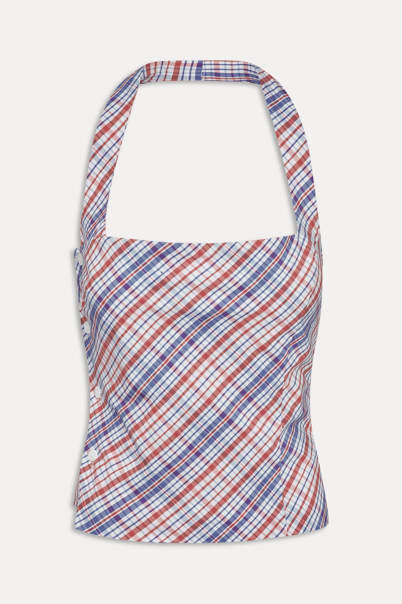 Sterling Cotton Wrap Halter Top - Americana Plaid Frankies Bikinis Online