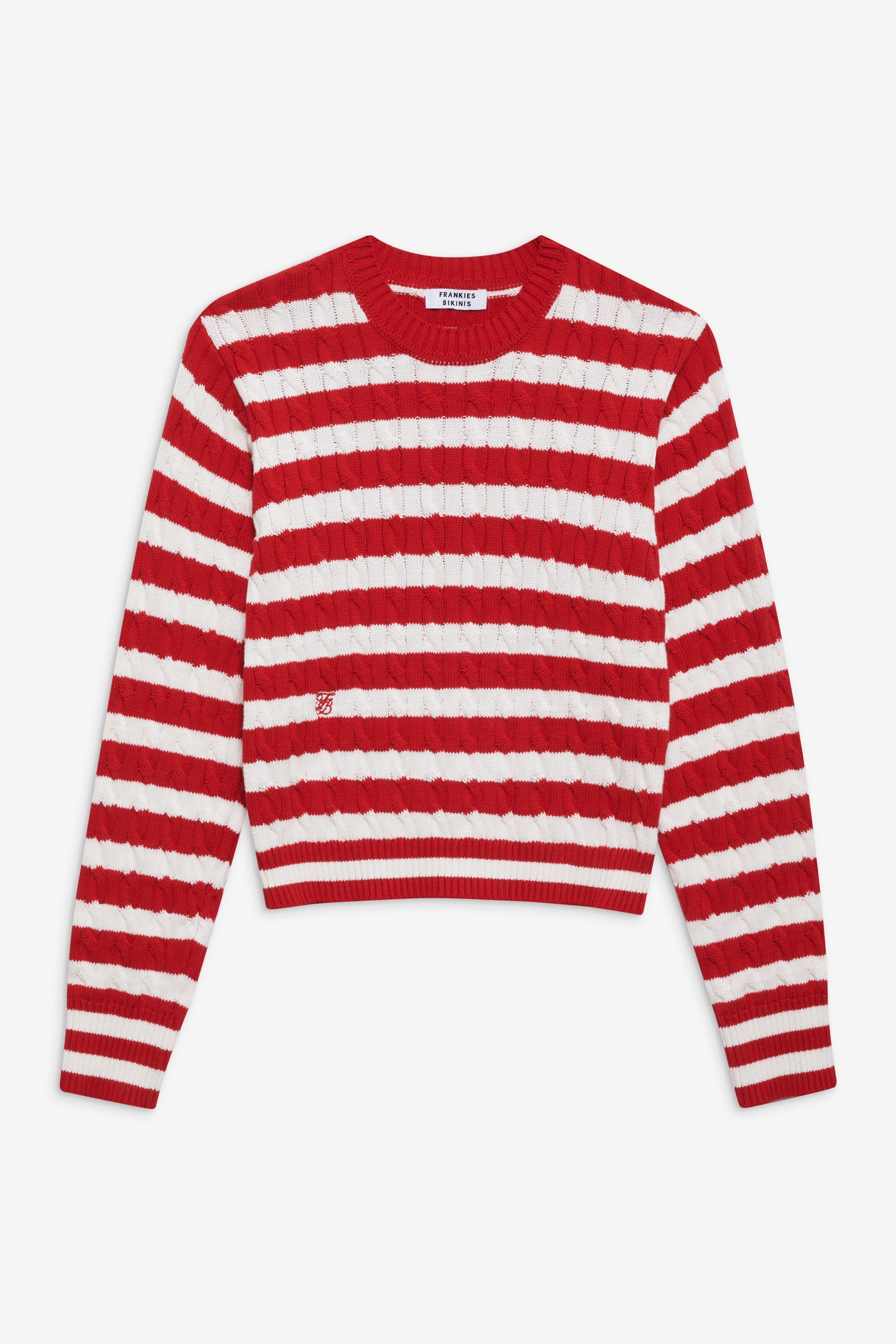 Varsity Cable Knit Sweater - Heartstrings Stripe Frankies Bikinis Outlet