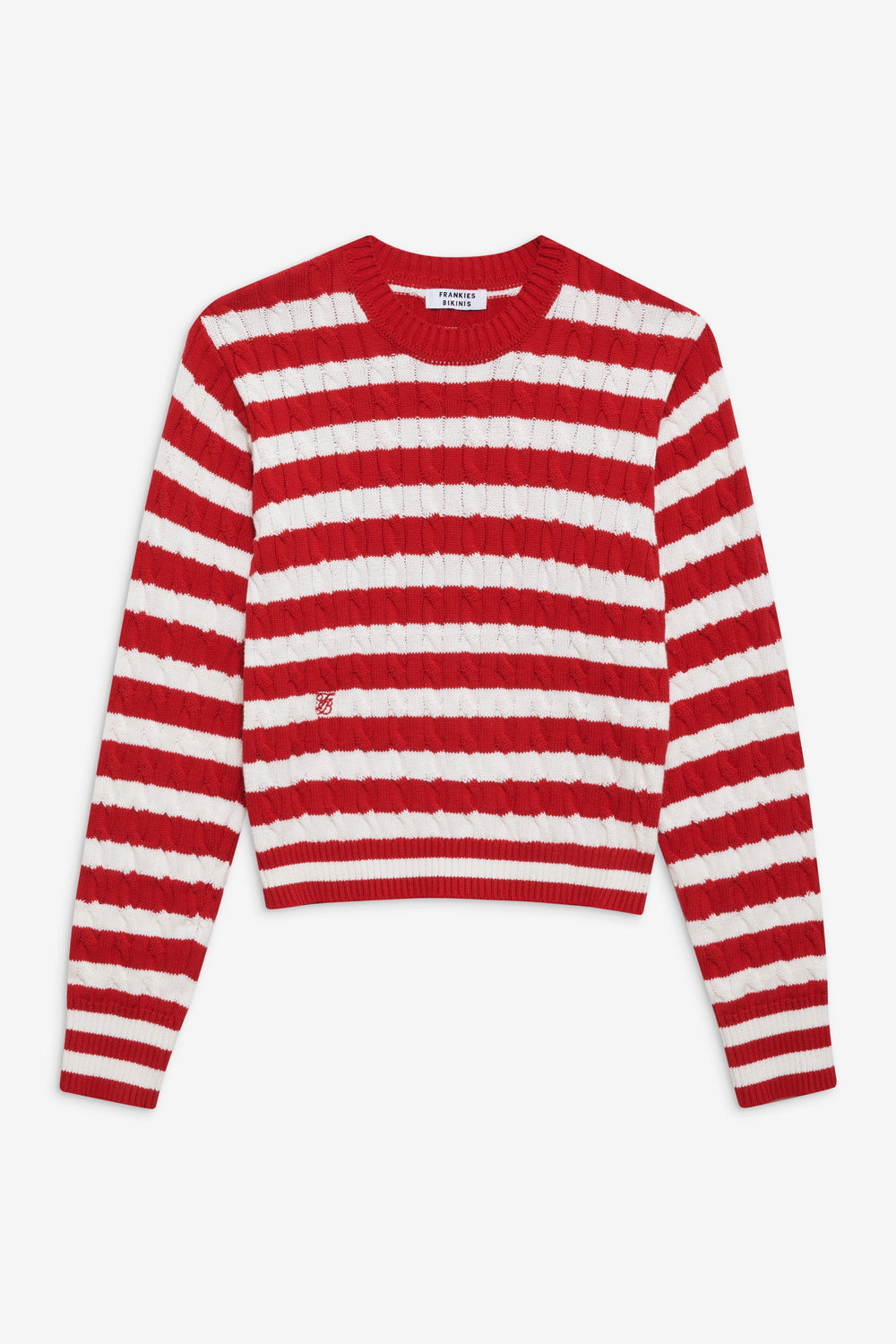 Varsity Cable Knit Sweater - Heartstrings Stripe Frankies Bikinis Outlet