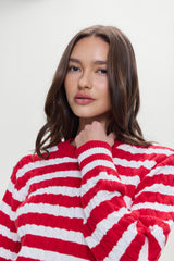 Varsity Cable Knit Sweater - Heartstrings Stripe Frankies Bikinis Outlet