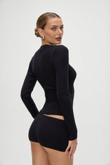 Bradley Knit Booty Shorts - Black Frankies Bikinis Online Shop