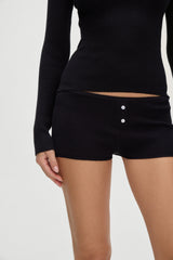 Bradley Knit Booty Shorts - Black Frankies Bikinis Online Shop
