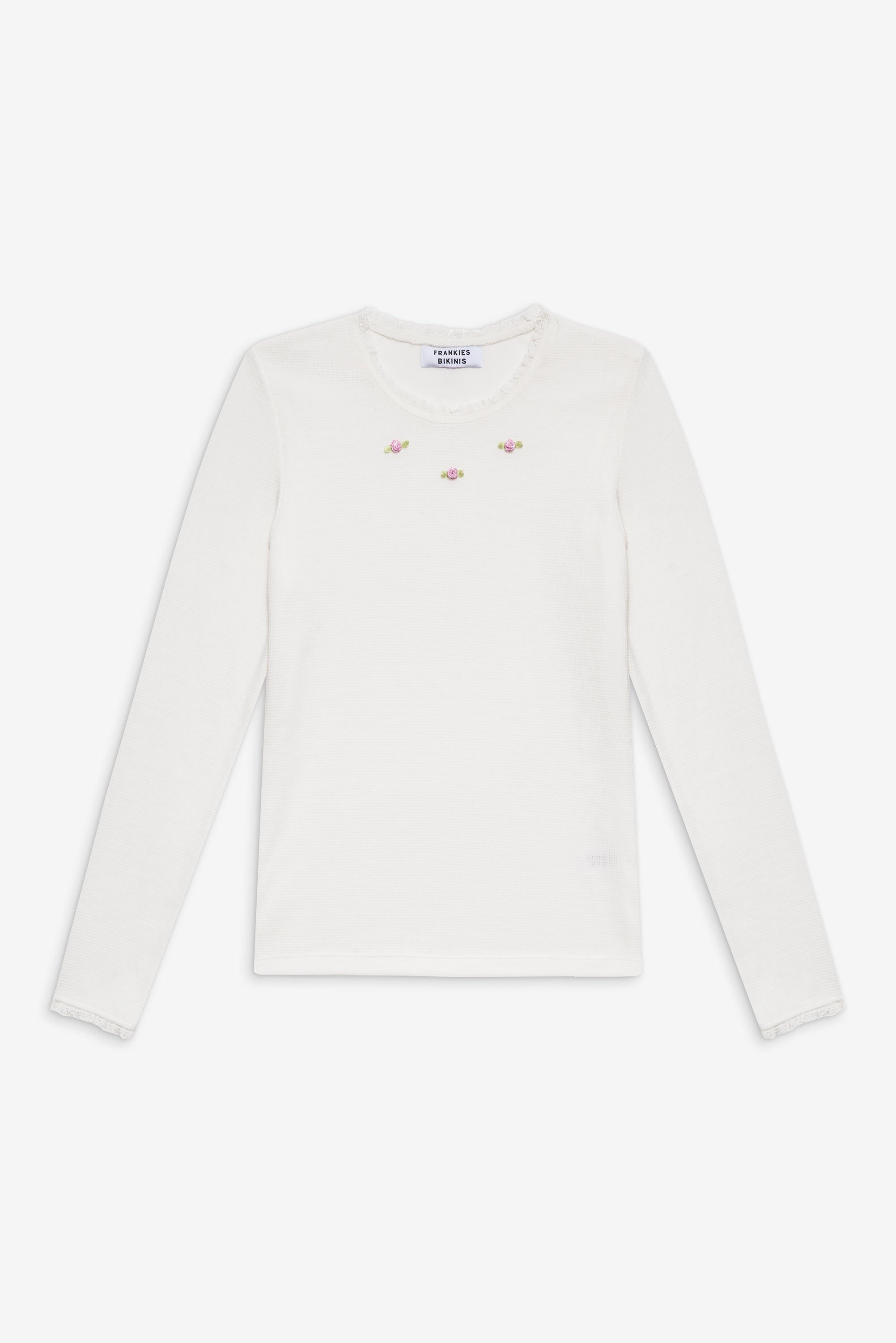 Eve Waffle Long Sleeve Shirt - White Frankies Bikinis Discount