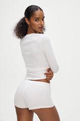 Eve Booty Shorts - White Frankies Bikinis Sale