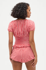 Cider Gingham Blouse - Cherry Gingham Frankies Bikinis For Sale