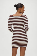 Luca Knit Mini Dress - Brown Sugar Stripe Frankies Bikinis Online