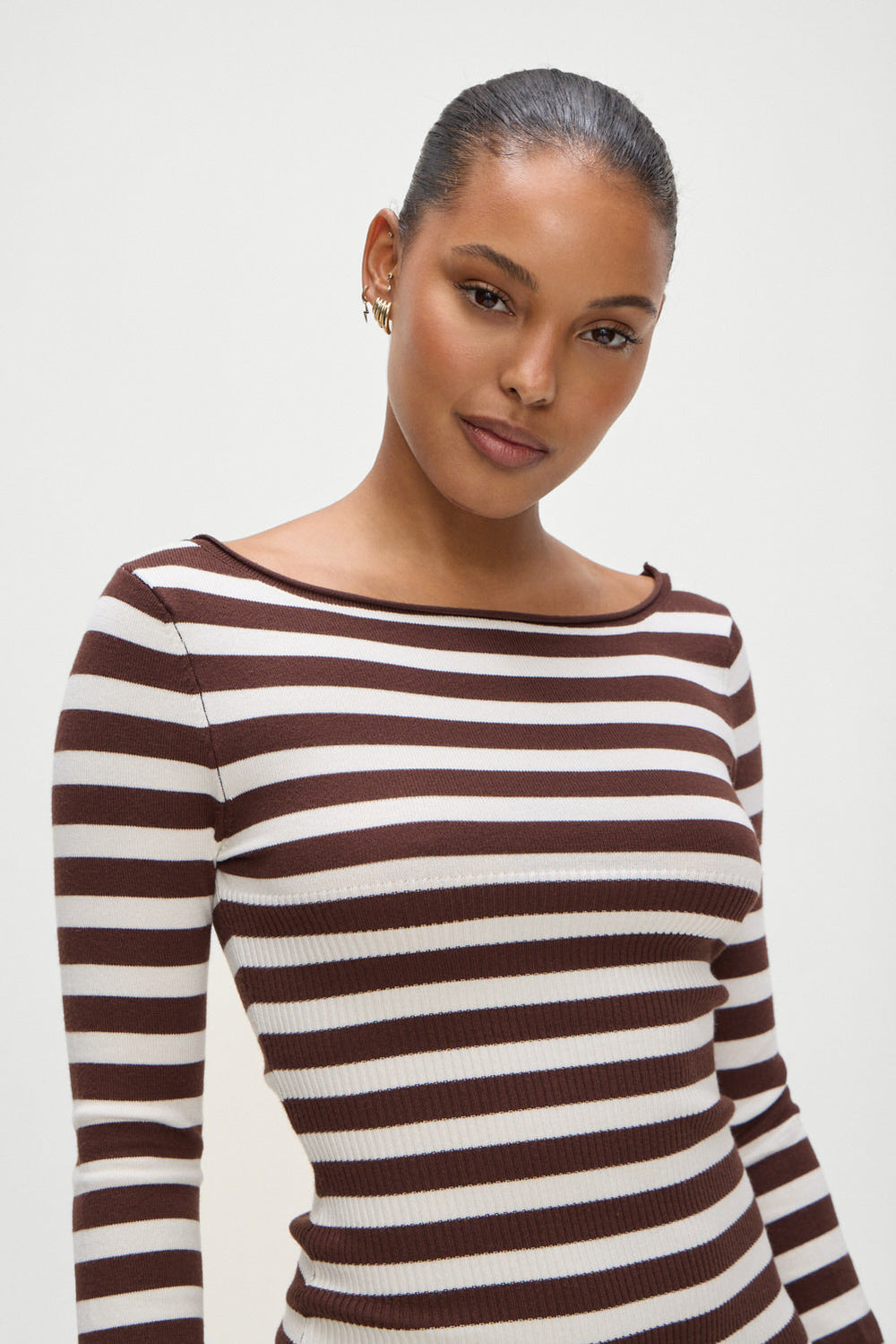 Luca Knit Mini Dress - Brown Sugar Stripe Frankies Bikinis Online