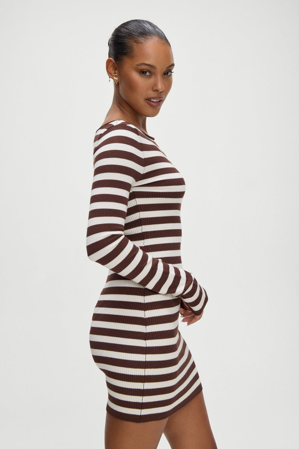 Luca Knit Mini Dress - Brown Sugar Stripe Frankies Bikinis Online