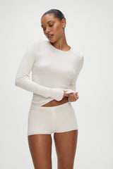 Bradley Knit Booty Shorts - White Frankies Bikinis For Sale