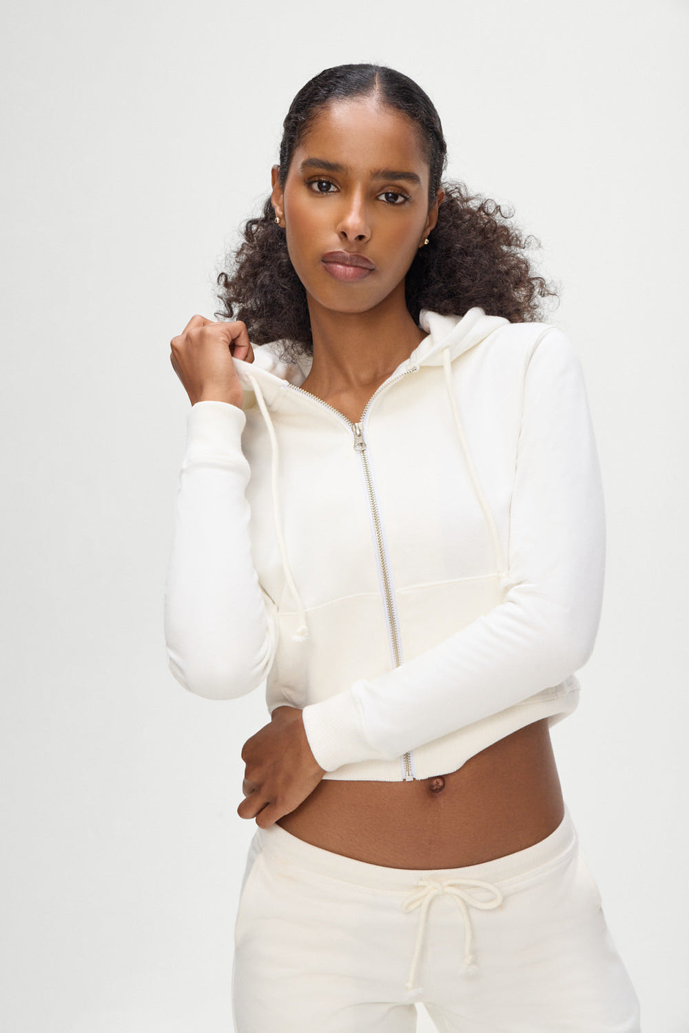 Fall Zip Up Hoodie - White Frankies Bikinis Online Shop