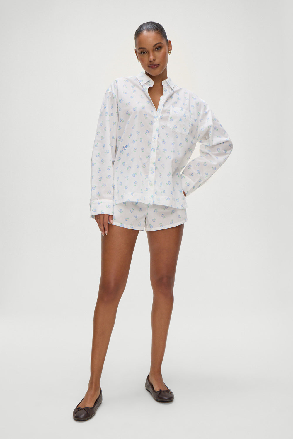 Farmhouse Boxer Sleep Shorts - Periwinkle Frankies Bikinis Discount