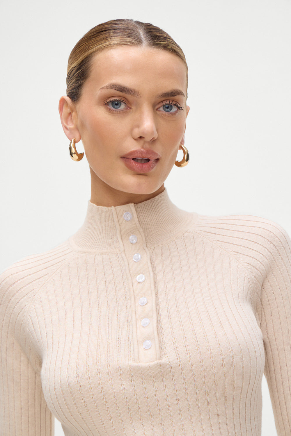 Isla Long Sleeve Mini Dress - Cream Frankies Bikinis Sale