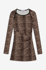 Chelsea Long Sleeve Mini Dress - Cheetah Frankies Bikinis Outlet
