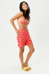 Fifi Terry High Waist Shorts - Hibiscus Honey Frankies Bikinis Discount