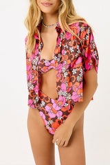 Koa Satin Cover Up Shirt - Tropics Frankies Bikinis Outlet
