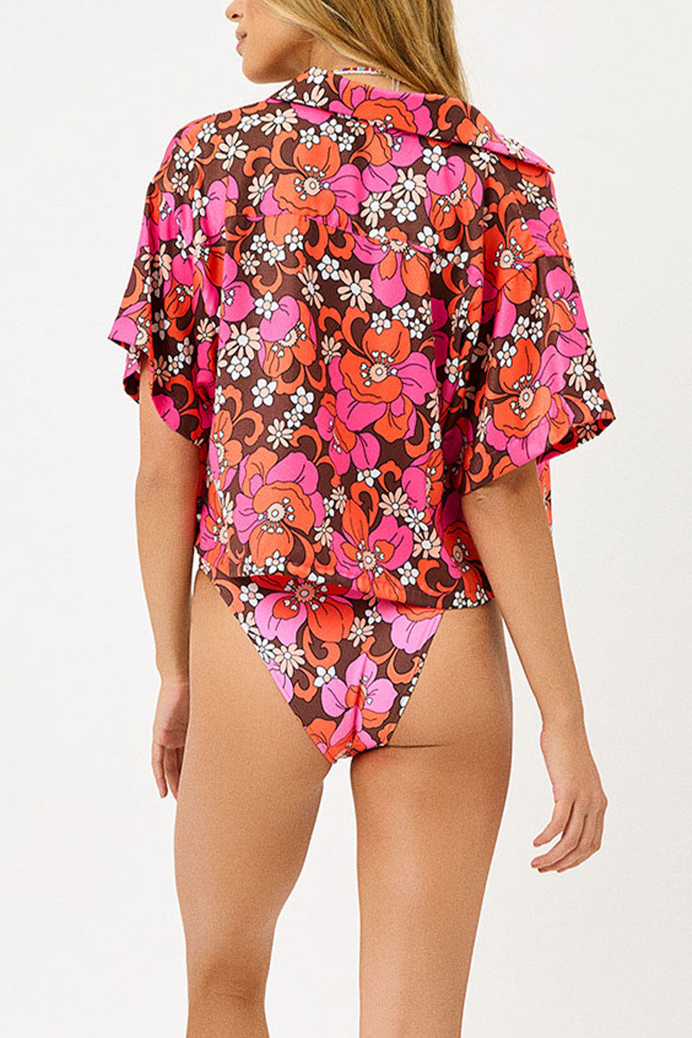 Koa Satin Cover Up Shirt - Tropics Frankies Bikinis Outlet