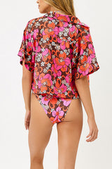 Koa Satin Cover Up Shirt - Tropics Frankies Bikinis Outlet