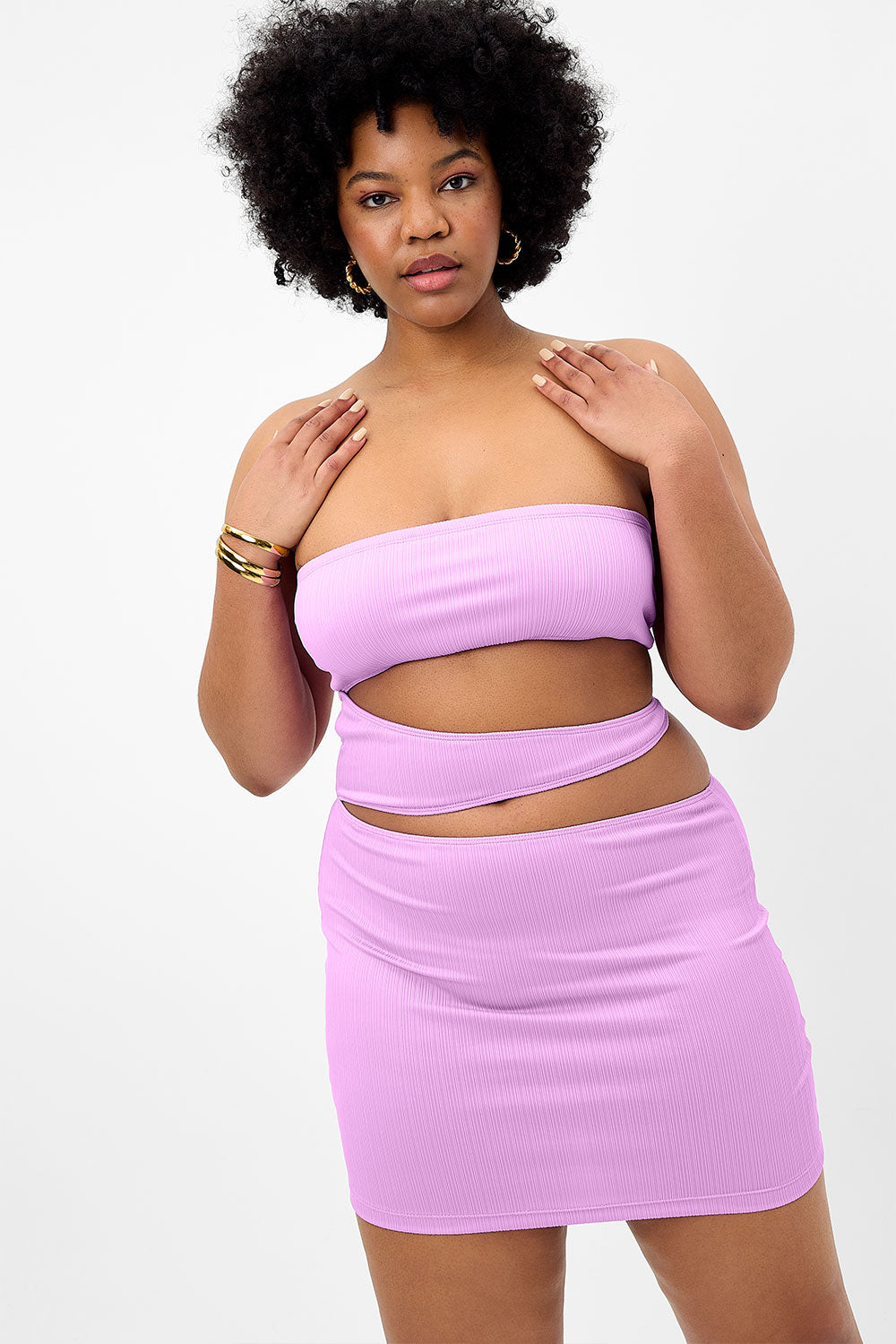 Richie Plissé Strapless Dress - Wisteria Frankies Bikinis Discount