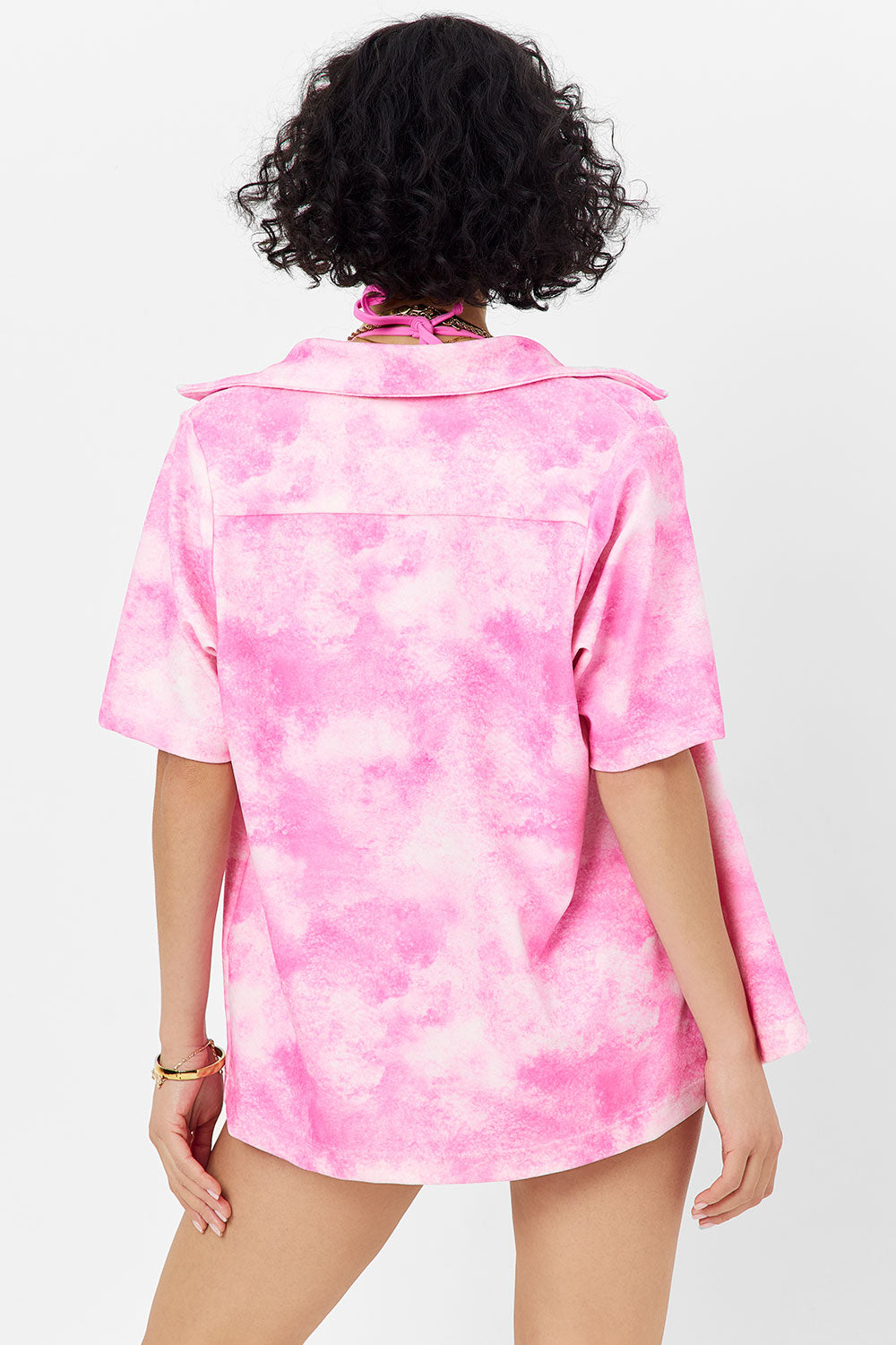 Hunter Terry Button Up Shirt - Distorted Pink Dye Frankies Bikinis Sale