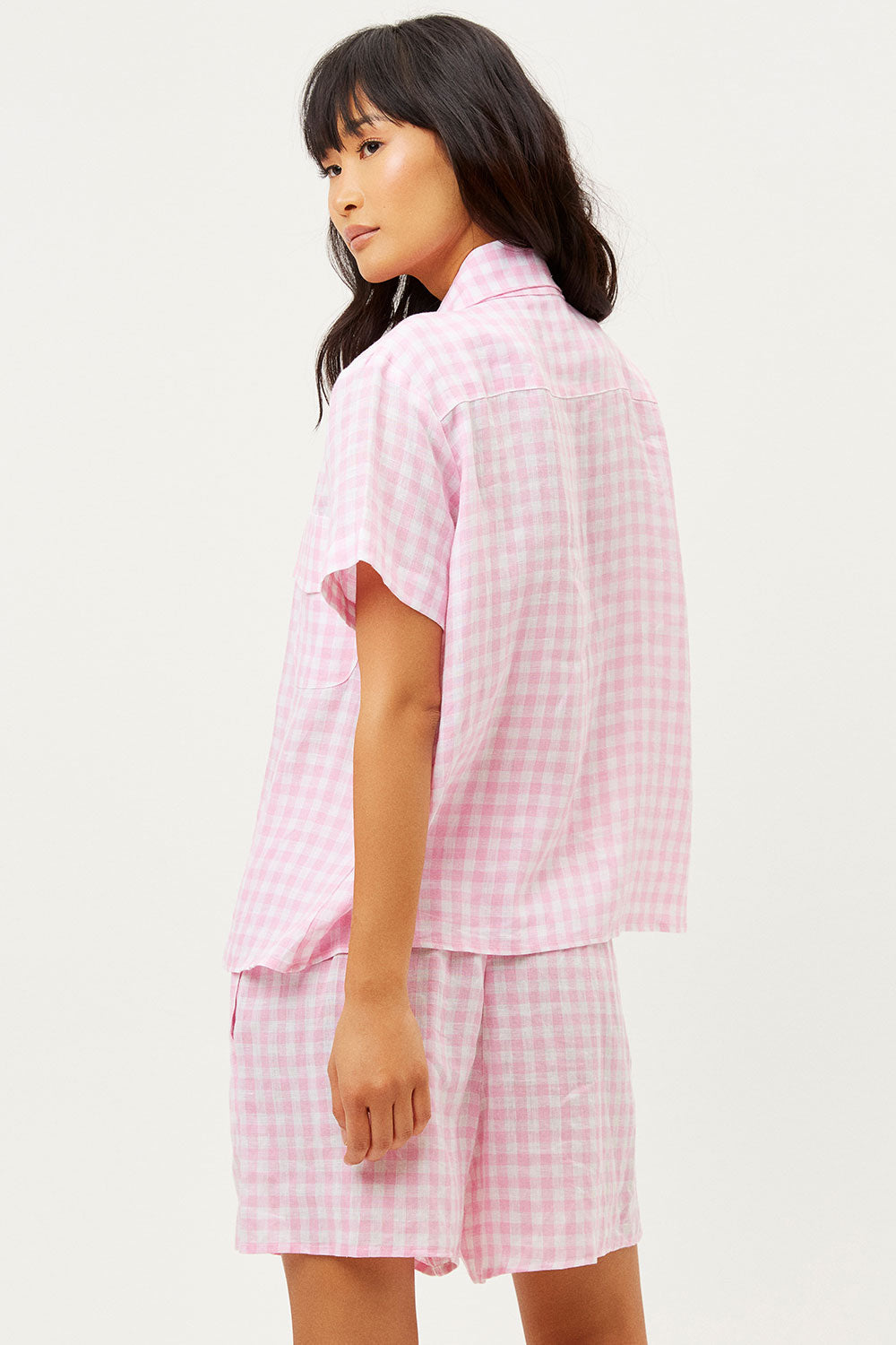 Lou Button Up Top - Pink Picnic Frankies Bikinis Online